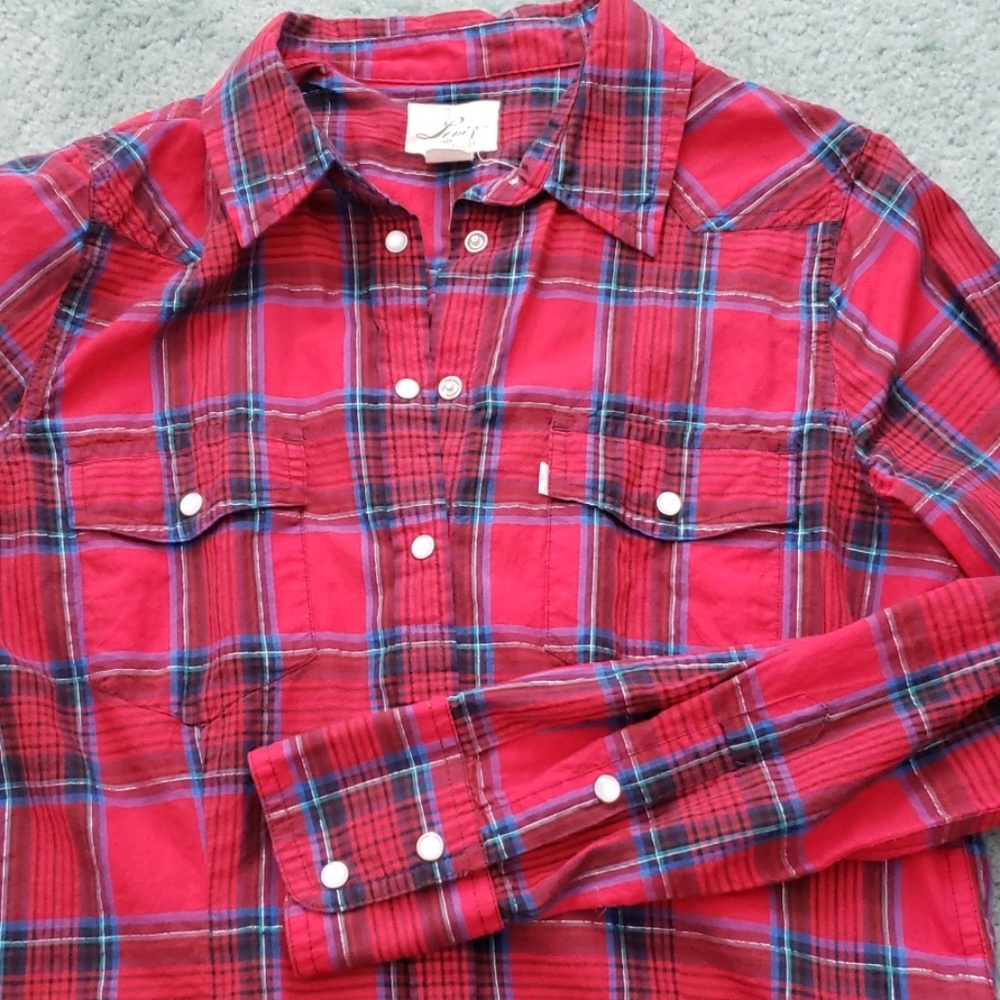 Levi's Red Plaid Shirt - Picture 3 of 5
